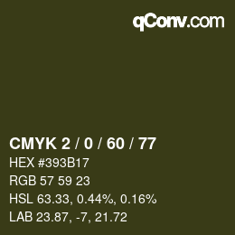 カラーコード: CMYK 2 / 0 / 60 / 77 | qconv.com