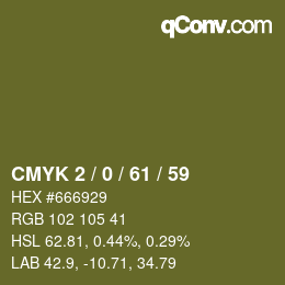 カラーコード: CMYK 2 / 0 / 61 / 59 | qconv.com