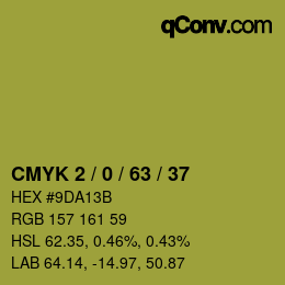 カラーコード: CMYK 2 / 0 / 63 / 37 | qconv.com