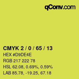 カラーコード: CMYK 2 / 0 / 65 / 13 | qconv.com