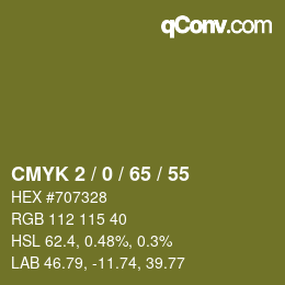 カラーコード: CMYK 2 / 0 / 65 / 55 | qconv.com