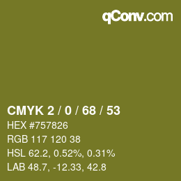 Color code: CMYK 2 / 0 / 68 / 53 | qconv.com