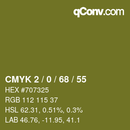 Color code: CMYK 2 / 0 / 68 / 55 | qconv.com