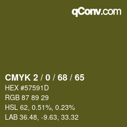 Color code: CMYK 2 / 0 / 68 / 65 | qconv.com