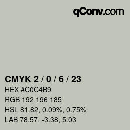 Color code: CMYK 2 / 0 / 6 / 23 | qconv.com