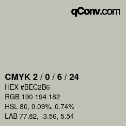 カラーコード: CMYK 2 / 0 / 6 / 24 | qconv.com