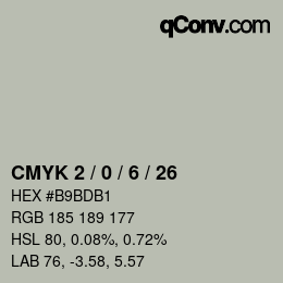 颜色代码: CMYK 2 / 0 / 6 / 26 | qconv.com