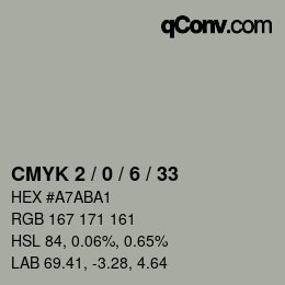 Color code: CMYK 2 / 0 / 6 / 33 | qconv.com