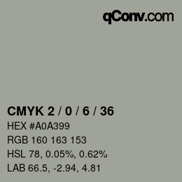 Color code: CMYK 2 / 0 / 6 / 36 | qconv.com