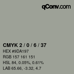 Color code: CMYK 2 / 0 / 6 / 37 | qconv.com