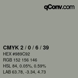 Color code: CMYK 2 / 0 / 6 / 39 | qconv.com