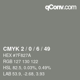 Color code: CMYK 2 / 0 / 6 / 49 | qconv.com