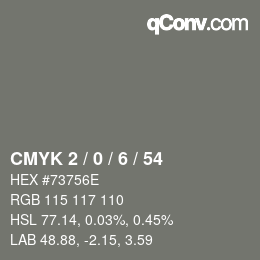 Color code: CMYK 2 / 0 / 6 / 54 | qconv.com