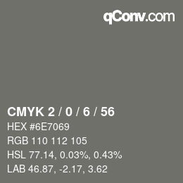 颜色代码: CMYK 2 / 0 / 6 / 56 | qconv.com