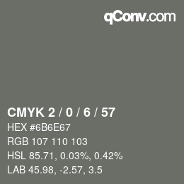 Color code: CMYK 2 / 0 / 6 / 57 | qconv.com