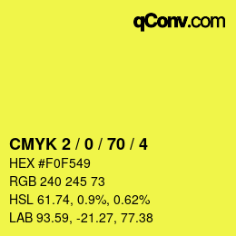 カラーコード: CMYK 2 / 0 / 70 / 4 | qconv.com
