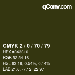 カラーコード: CMYK 2 / 0 / 70 / 79 | qconv.com