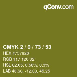 Color code: CMYK 2 / 0 / 73 / 53 | qconv.com