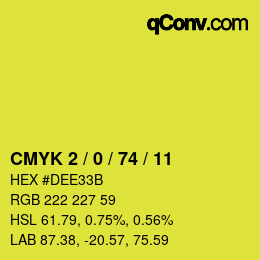 Color code: CMYK 2 / 0 / 74 / 11 | qconv.com