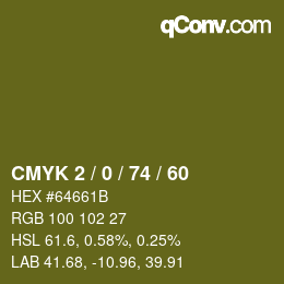 カラーコード: CMYK 2 / 0 / 74 / 60 | qconv.com