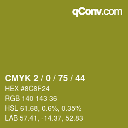 Color code: CMYK 2 / 0 / 75 / 44 | qconv.com