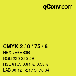 カラーコード: CMYK 2 / 0 / 75 / 8 | qconv.com