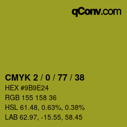 Color code: CMYK 2 / 0 / 77 / 38 | qconv.com