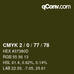Color code: CMYK 2 / 0 / 77 / 78 | qconv.com