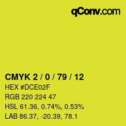 Color code: CMYK 2 / 0 / 79 / 12 | qconv.com