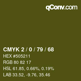 Color code: CMYK 2 / 0 / 79 / 68 | qconv.com