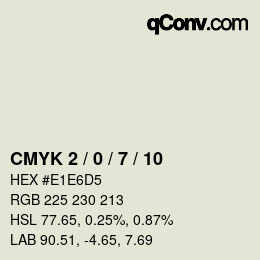 カラーコード: CMYK 2 / 0 / 7 / 10 | qconv.com