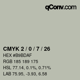 颜色代码: CMYK 2 / 0 / 7 / 26 | qconv.com