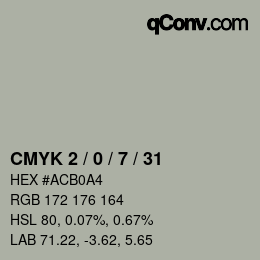 カラーコード: CMYK 2 / 0 / 7 / 31 | qconv.com