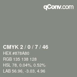 Color code: CMYK 2 / 0 / 7 / 46 | qconv.com