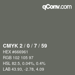 Color code: CMYK 2 / 0 / 7 / 59 | qconv.com