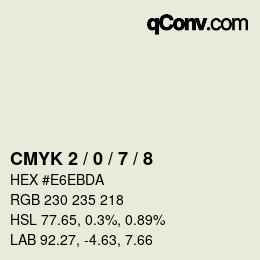 颜色代码: CMYK 2 / 0 / 7 / 8 | qconv.com