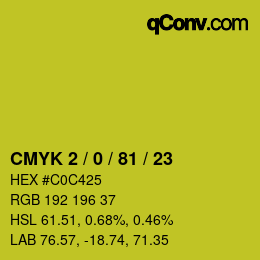 Color code: CMYK 2 / 0 / 81 / 23 | qconv.com