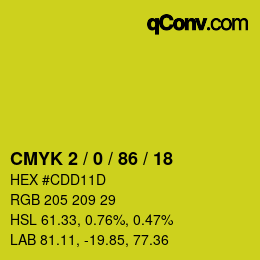 Color code: CMYK 2 / 0 / 86 / 18 | qconv.com