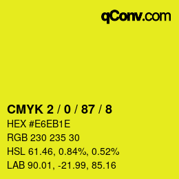 颜色代码: CMYK 2 / 0 / 87 / 8 | qconv.com