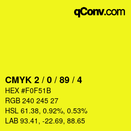 Color code: CMYK 2 / 0 / 89 / 4 | qconv.com