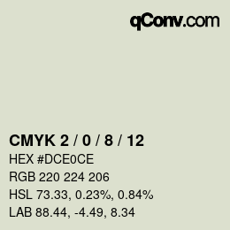 カラーコード: CMYK 2 / 0 / 8 / 12 | qconv.com