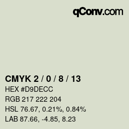 颜色代码: CMYK 2 / 0 / 8 / 13 | qconv.com
