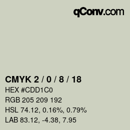 颜色代码: CMYK 2 / 0 / 8 / 18 | qconv.com