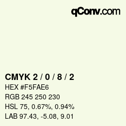 カラーコード: CMYK 2 / 0 / 8 / 2 | qconv.com