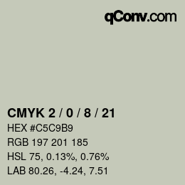 Color code: CMYK 2 / 0 / 8 / 21 | qconv.com