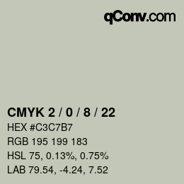 Color code: CMYK 2 / 0 / 8 / 22 | qconv.com