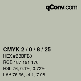 カラーコード: CMYK 2 / 0 / 8 / 25 | qconv.com