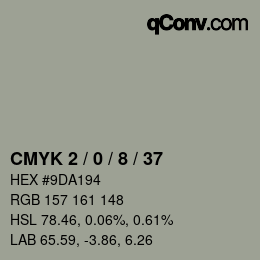 カラーコード: CMYK 2 / 0 / 8 / 37 | qconv.com