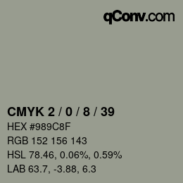 颜色代码: CMYK 2 / 0 / 8 / 39 | qconv.com