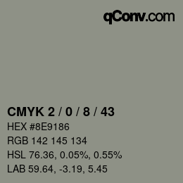 Color code: CMYK 2 / 0 / 8 / 43 | qconv.com